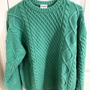 Sunday Best Aritzia Peggy Crewneck Cable Fisherman Sweater Wool Blend Sz XS